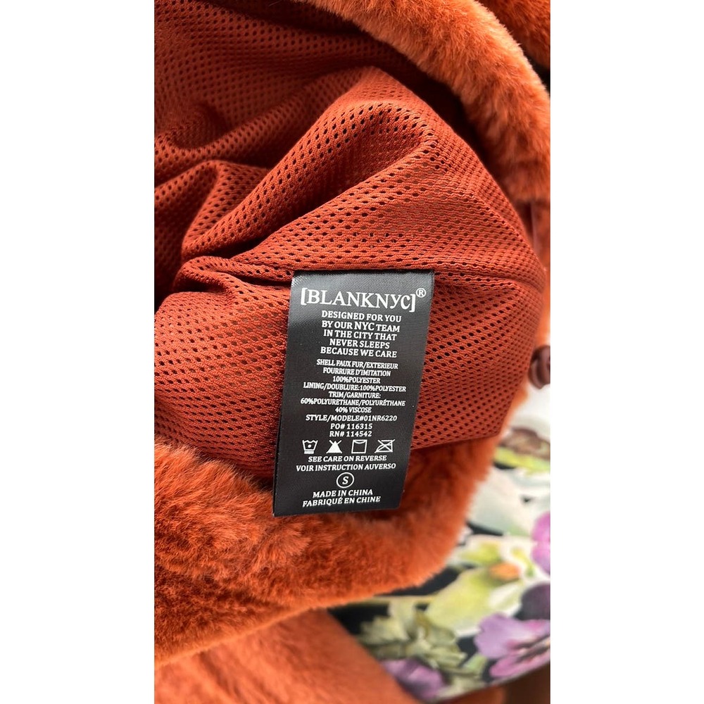 NWT Blank NYC Orange Half Zip Pullover Plush Coat Jacket Women’s Small - Picture 6 of 6